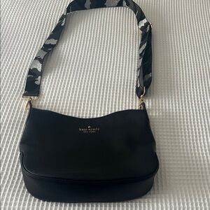 Kate Spade Black Crossbody Bag with Patterned Strap